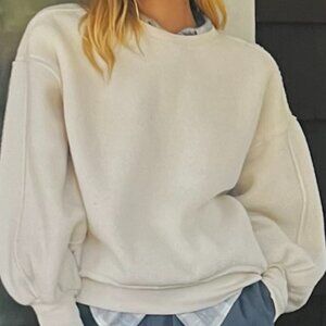Pilcro Slouchy Crew-Neck Sweatshirt in Ivory Size XL
